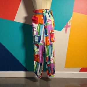 AKIRA Multicolor Abstract Cargo Pants